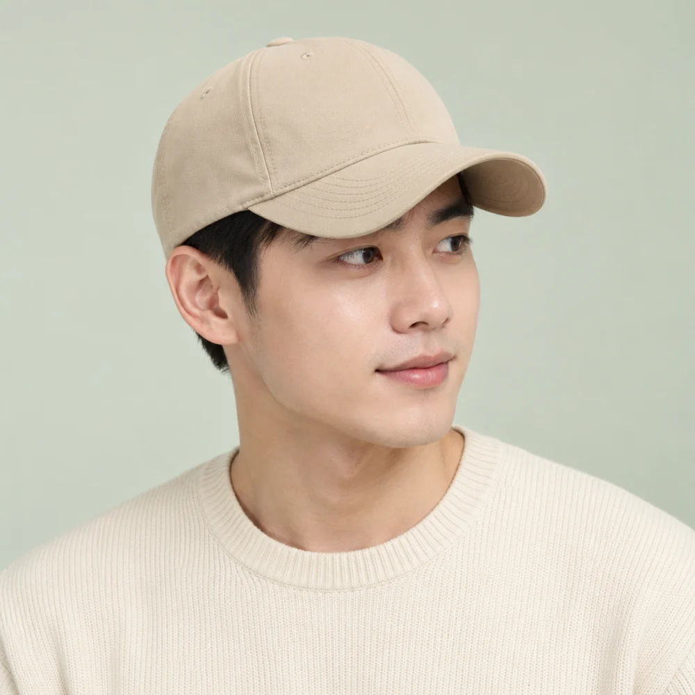 Mũ kết lưỡi cong microfiber màu be form sâu
