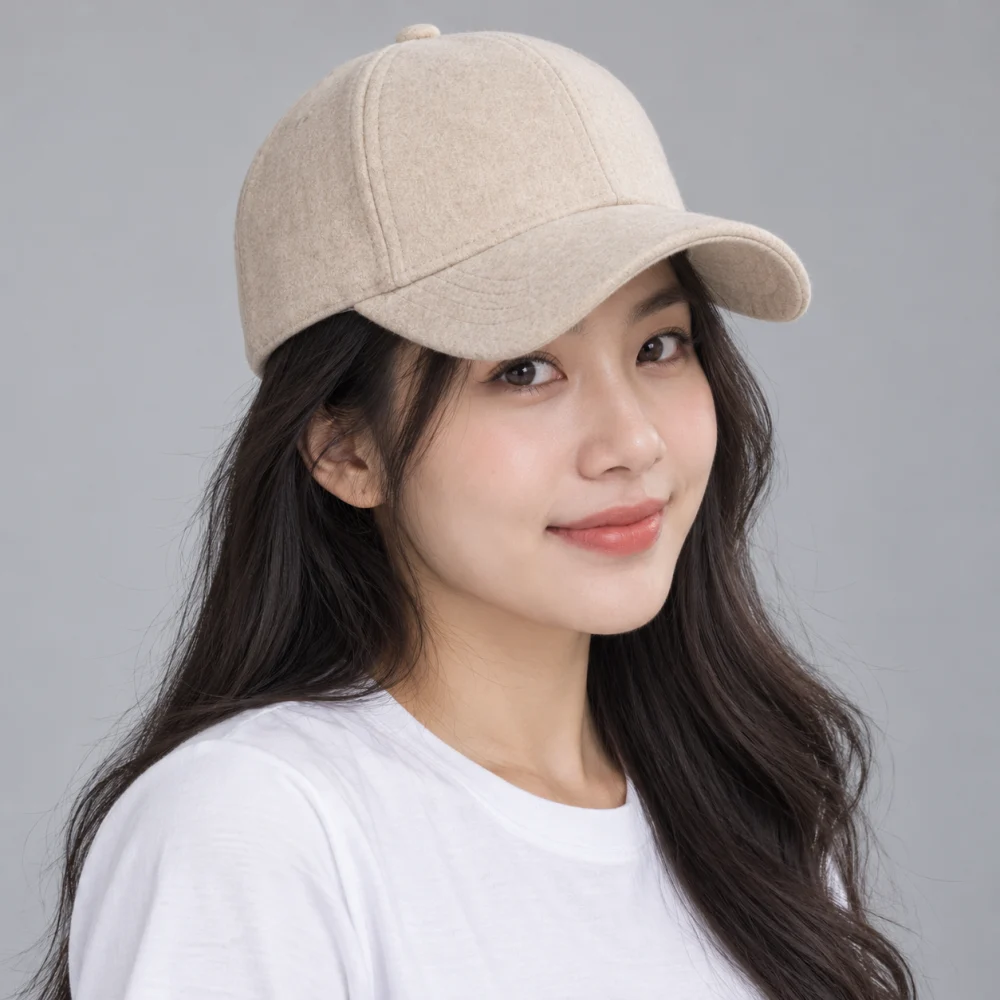 Mũ kết lưỡi cong nỉ màu be phong cách cổ điển