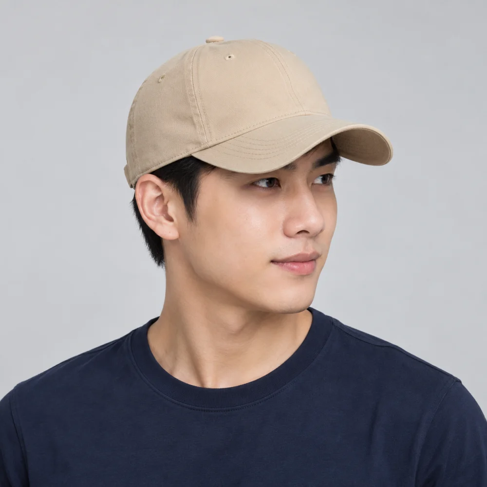 Mũ kết 6 panel cotton màu be dùng dã ngoại
