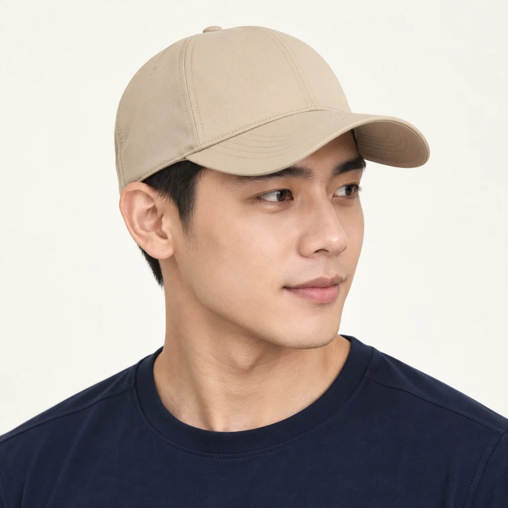 Mũ kết thể thao polyester màu be form ôm đầu