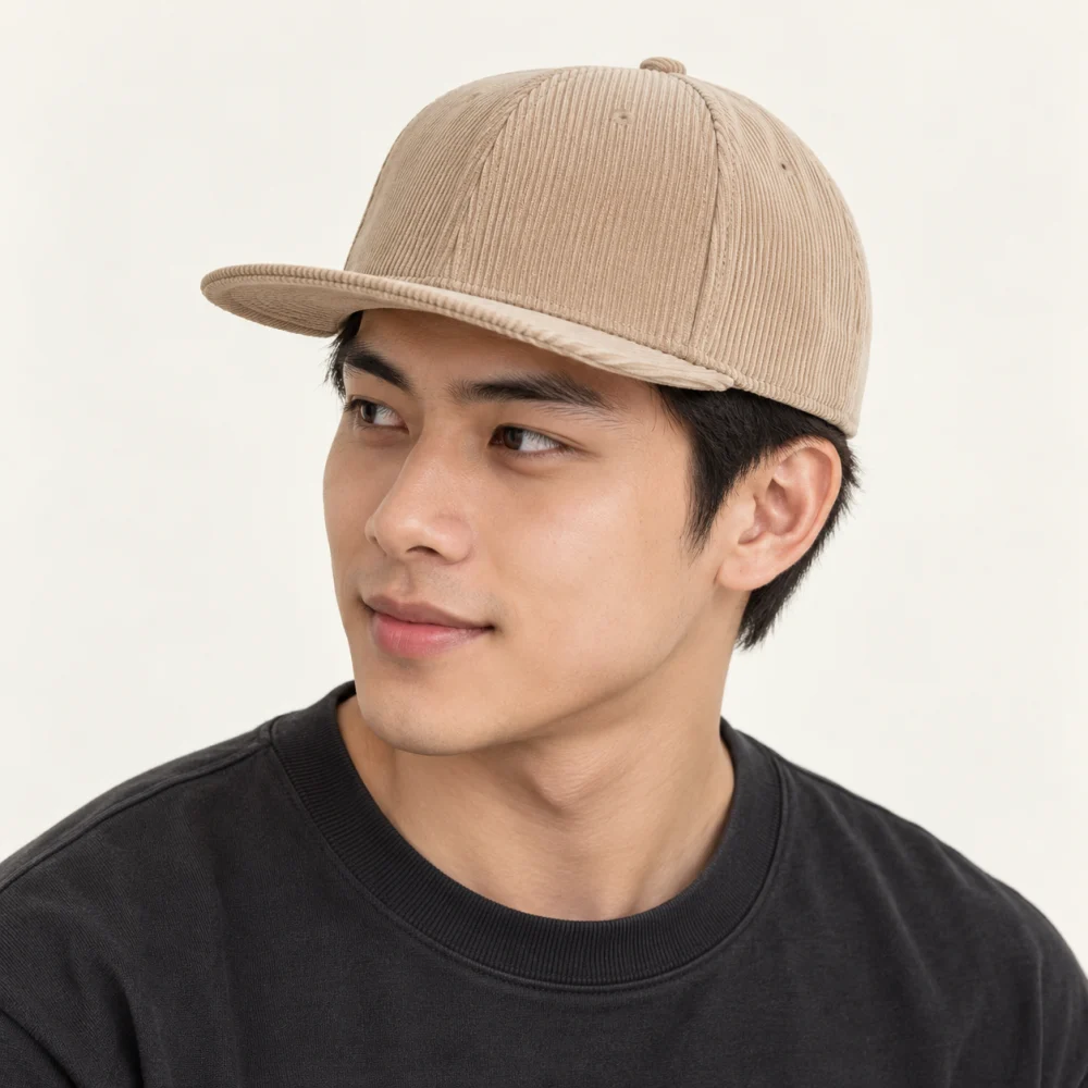 Mũ snapback thời trang nhung tăm màu be phong cách cổ điển