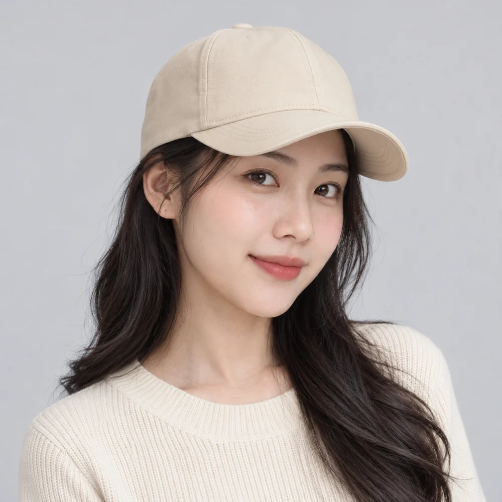 Mũ snapback thời trang microfiber màu be form ôm đầu