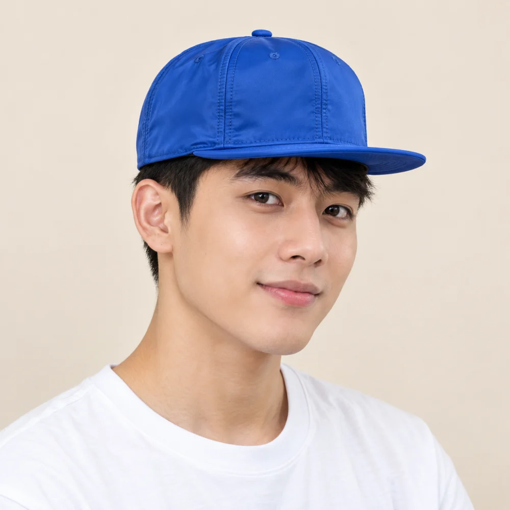 Mũ snapback trẻ em vải dù xanh dương form đứng