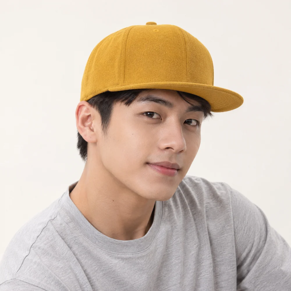 Mũ snapback thời trang nỉ vàng mustard form sâu
