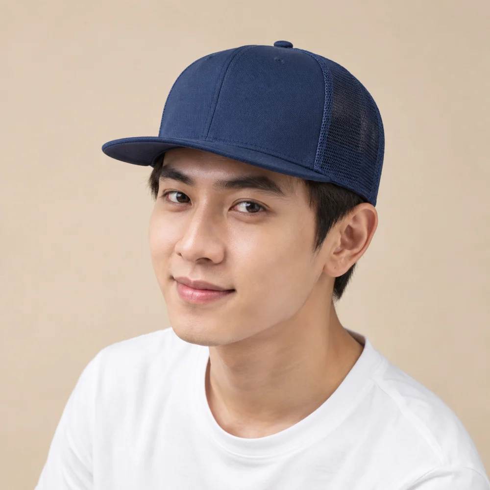 Mũ snapback trẻ em lưới thoáng xanh navy kiểu thời trang