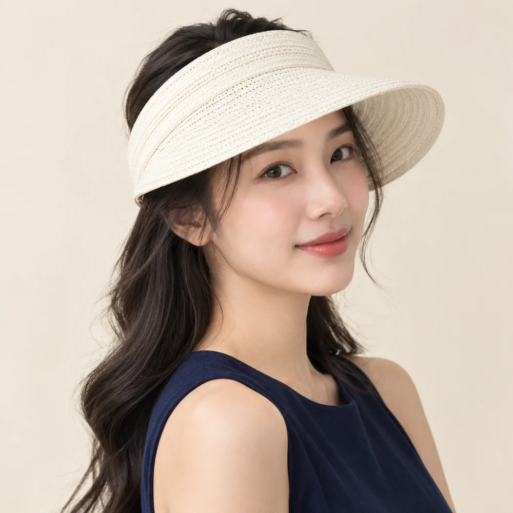 Mũ nửa đầu thời trang cói trắng phong cách cổ điển