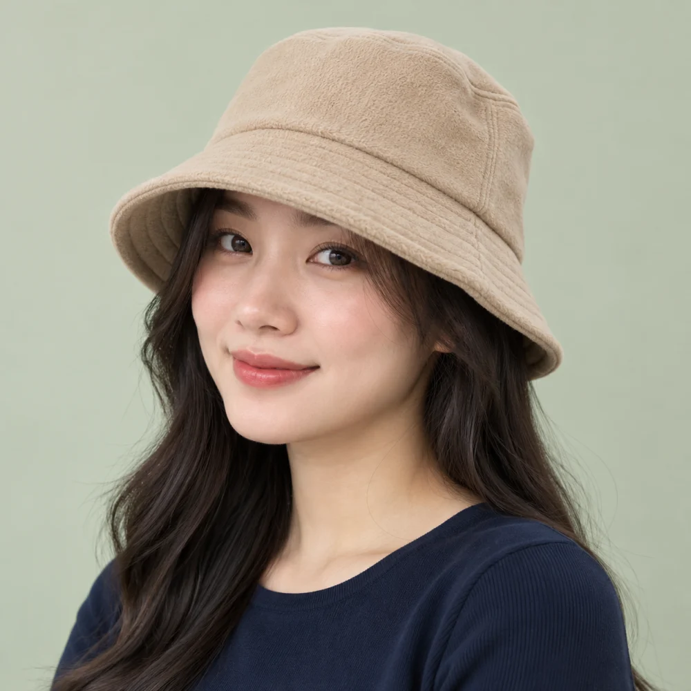 Mũ tai bèo thời trang nỉ màu be form ôm đầu