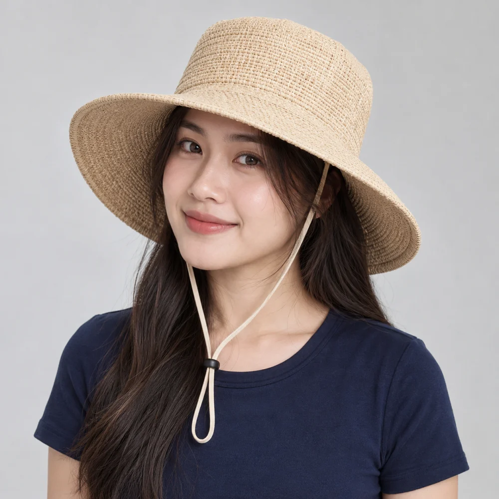 Mũ tai bèo dã ngoại cói màu be form đứng