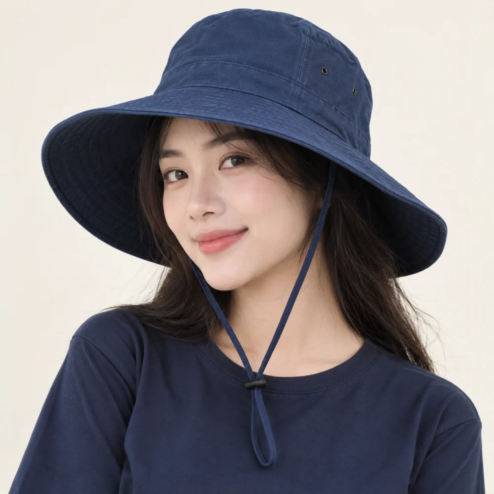 Mũ tai bèo dã ngoại canvas xanh dương form sâu