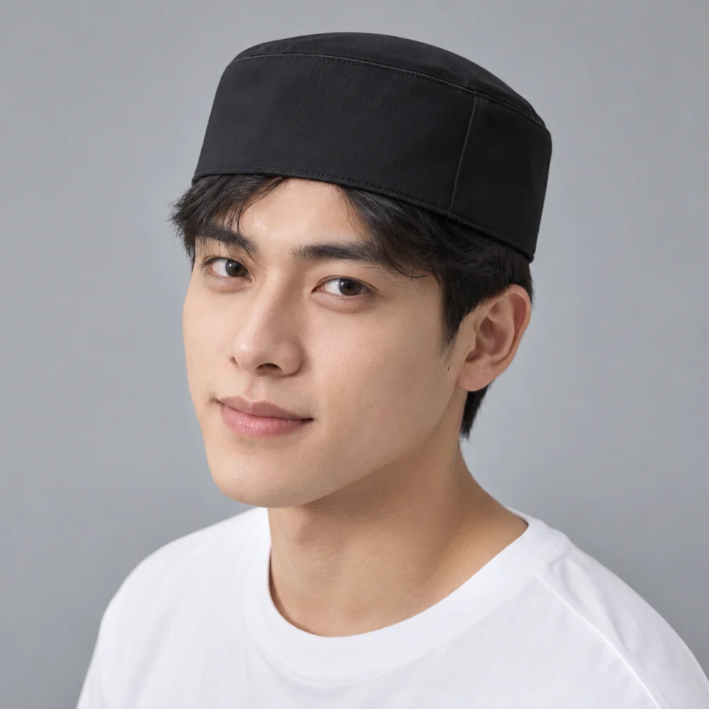 Mũ khác pillbox microfiber đen form ôm đầu