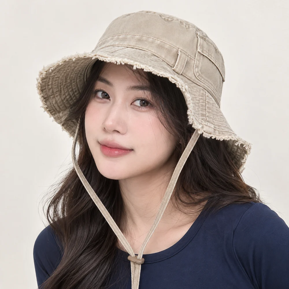 Mũ khác kiểu đặc biệt jean màu be phong cách đường phố