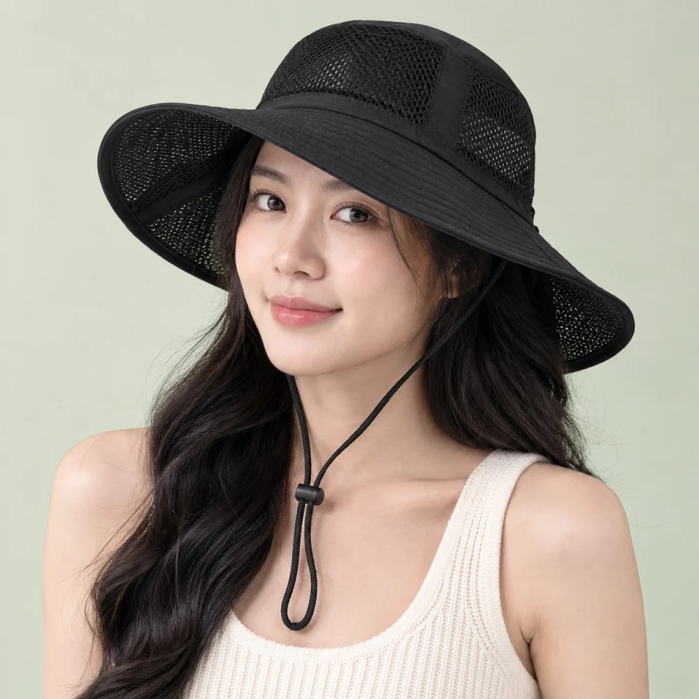 Mũ khác kiểu đặc biệt lưới thoáng đen phong cách thể thao