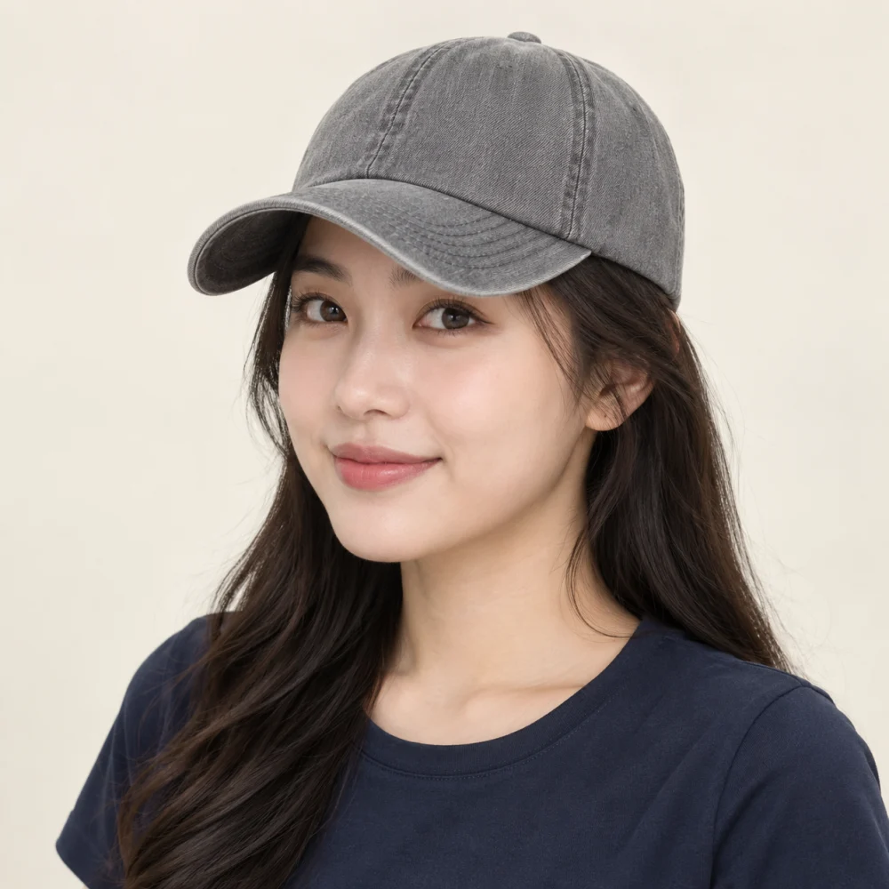 Mũ đồng phục sự kiện jean xám form ôm đầu
