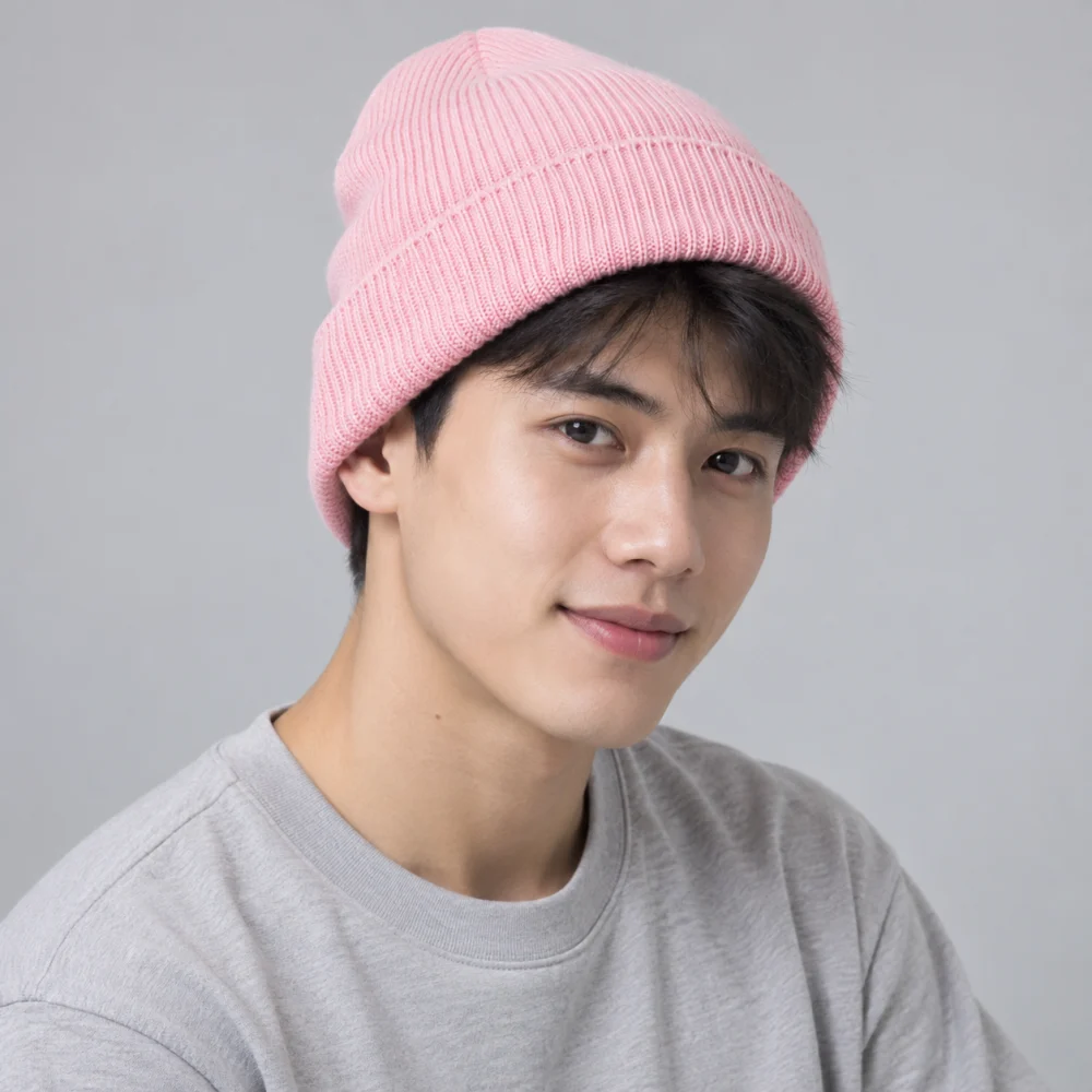 Mũ đồng phục sự kiện len mềm hồng pastel kiểu thời trang