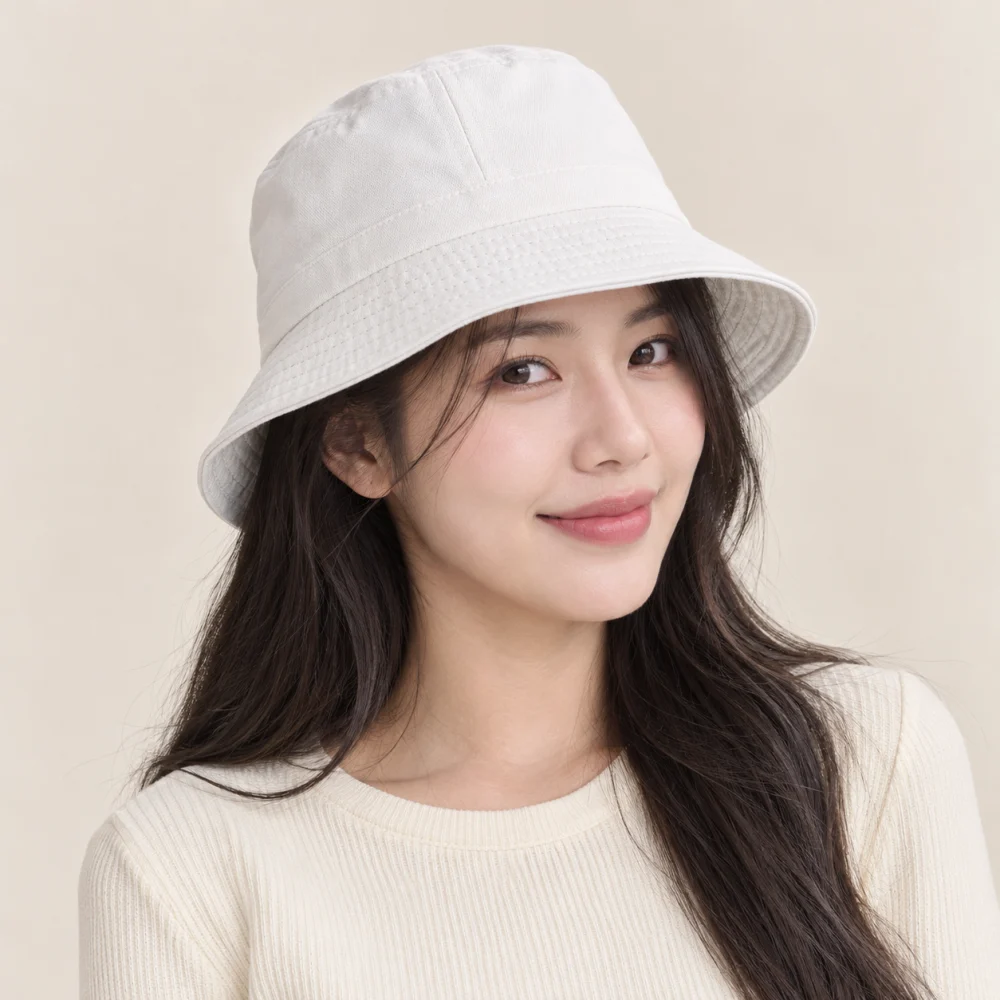 Mũ đồng phục du lịch canvas trắng phong cách đường phố