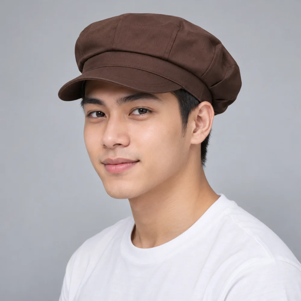 Mũ đồng phục nhà hàng – café polyester nâu đất kiểu thời trang