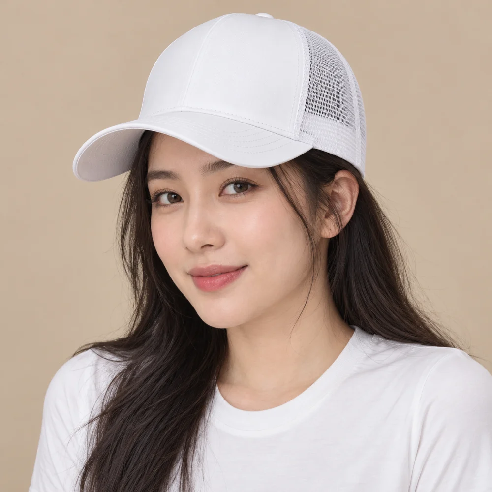 Mũ kết phối lưới / trucker microfiber trắng kiểu thời trang