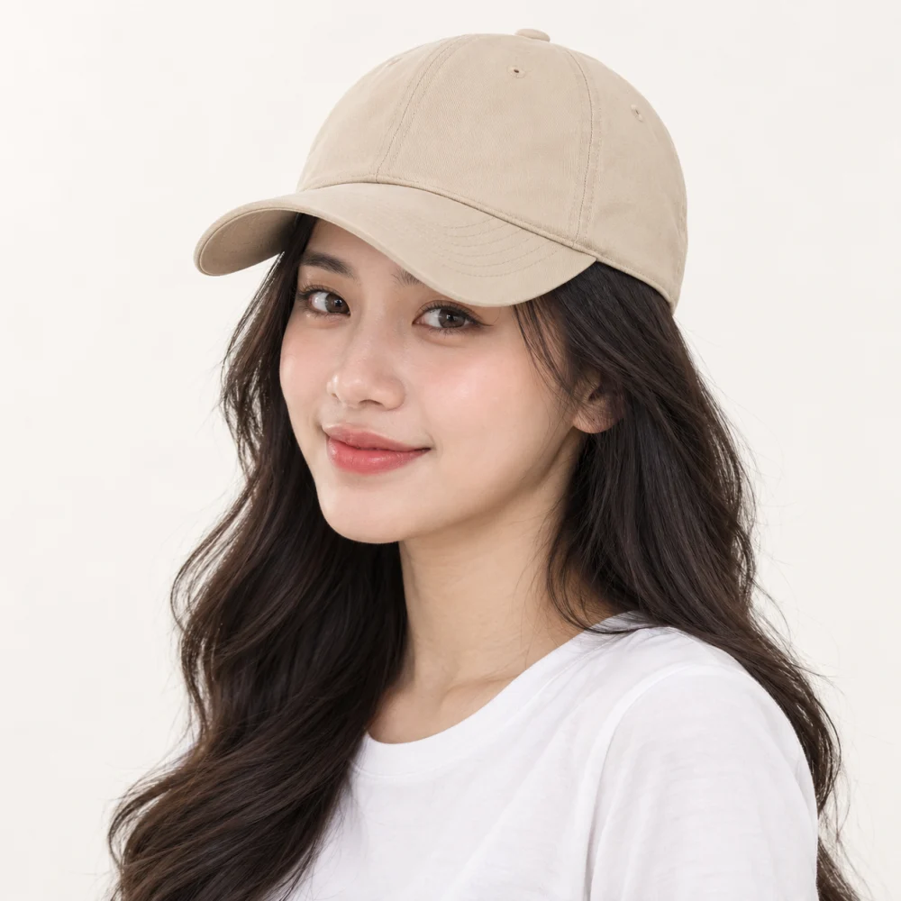 Mũ kết lưỡi cong cotton màu be dùng ngoài trời