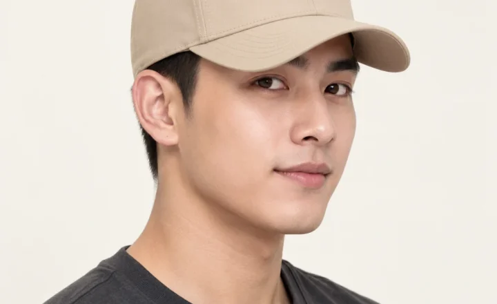 Mũ kết thể thao polyester màu be form đứng