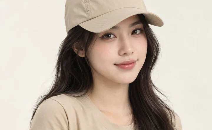 Mũ kết 5 panel vải dù màu be form sâu