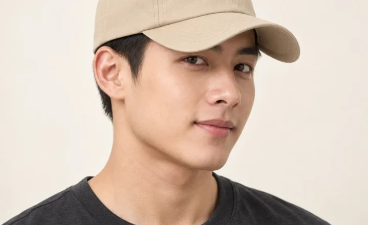 Mũ kết 6 panel canvas màu be kiểu thời trang