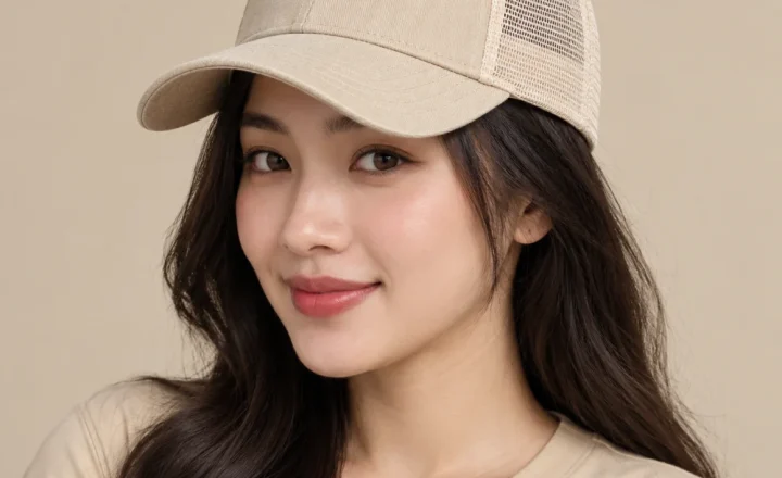 Mũ kết phối lưới / trucker jean màu be phong cách cổ điển
