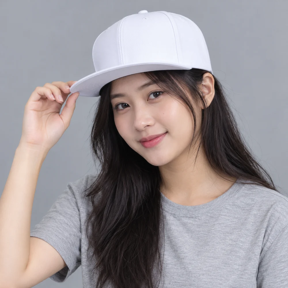 Mũ snapback hiphop cotton trắng kiểu thời trang