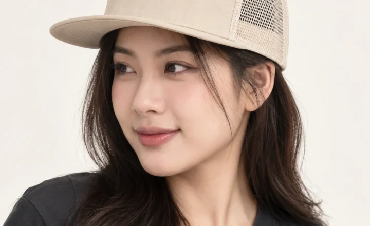 Mũ snapback 5 panel lưới thoáng màu be phong cách tối giản