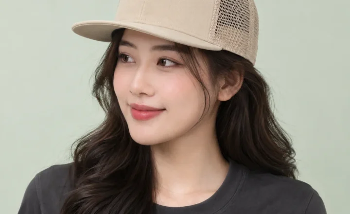 Mũ snapback trẻ em lưới thoáng màu be form đứng