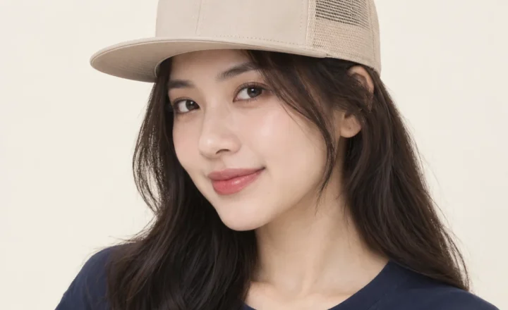 Mũ snapback vành phẳng lưới thoáng màu be phong cách tối giản