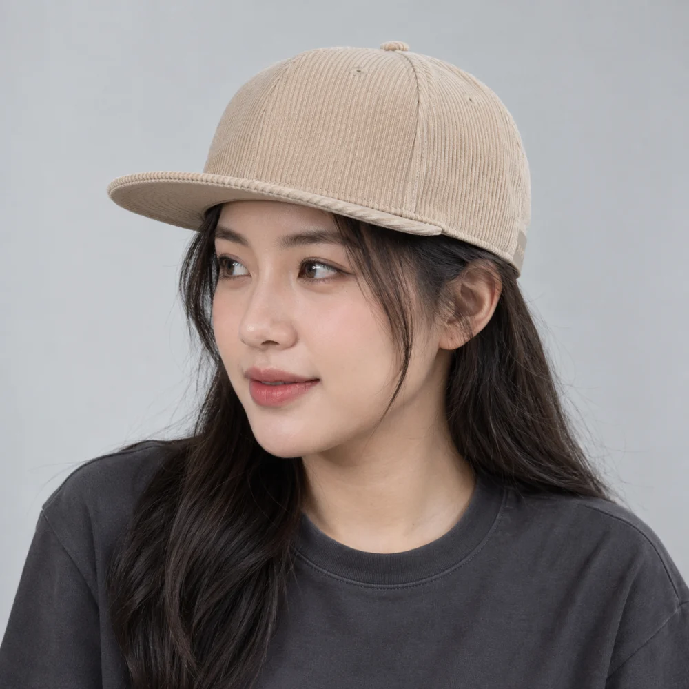 Mũ snapback hiphop nhung tăm màu be form ôm đầu