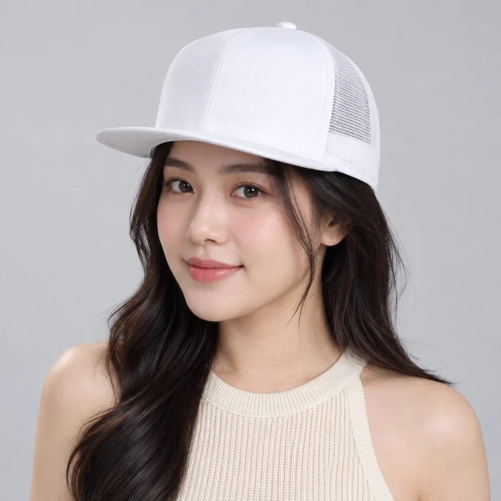 Mũ snapback thời trang lưới thoáng trắng dùng ngoài trời