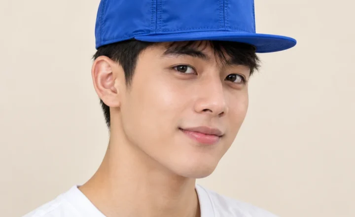 Mũ snapback trẻ em vải dù xanh dương form đứng