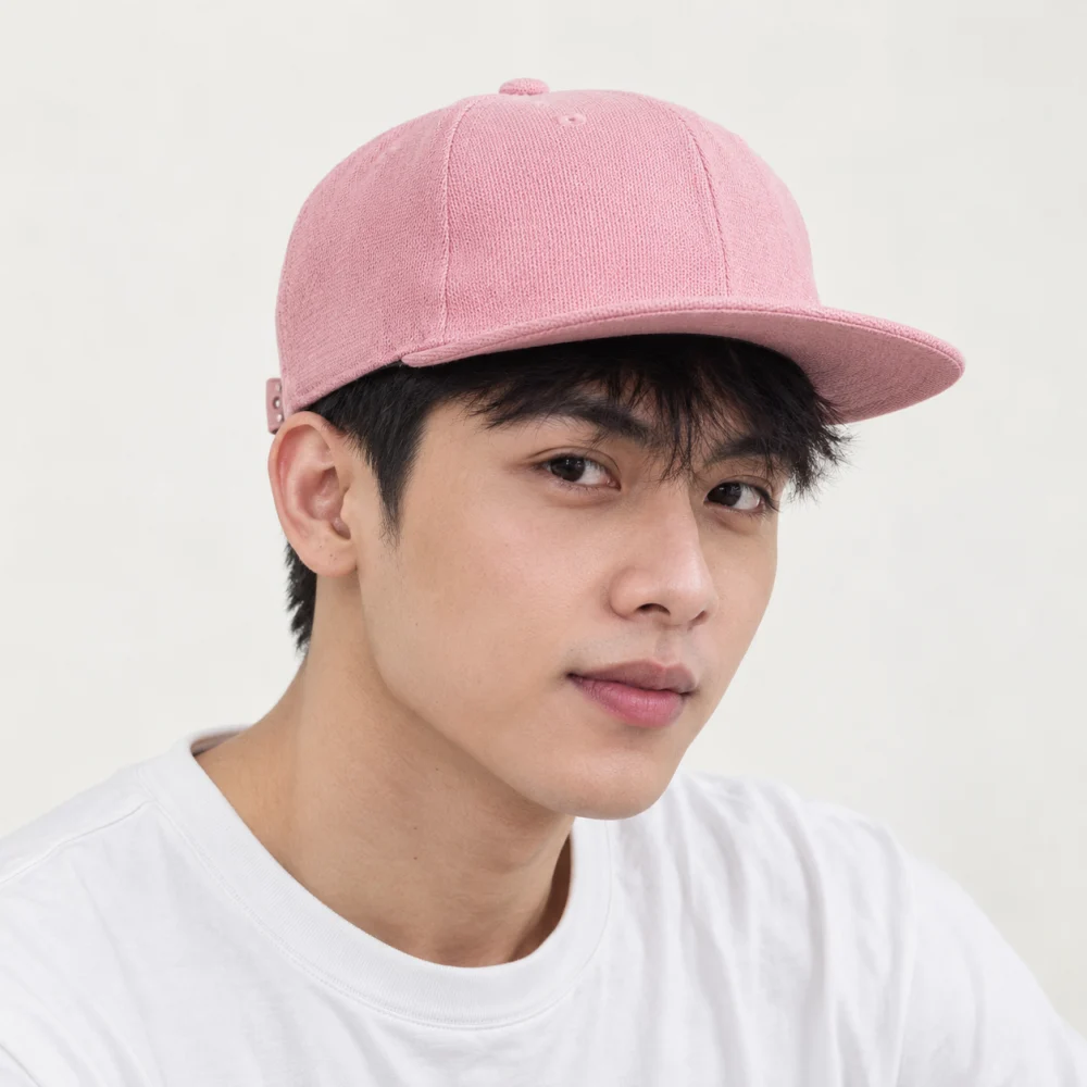Mũ snapback hiphop len mềm hồng pastel phong cách tối giản
