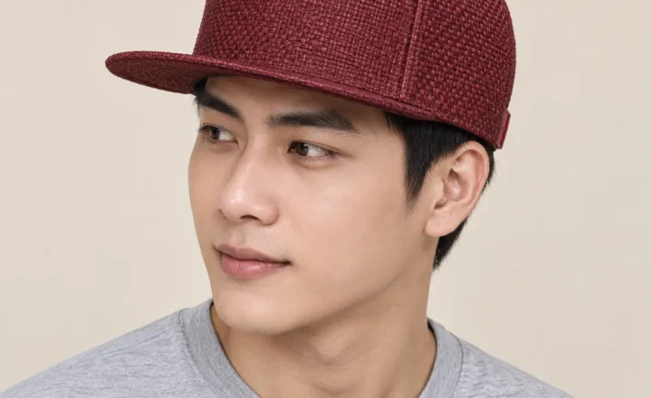 Mũ snapback 5 panel cói đỏ đô form đứng