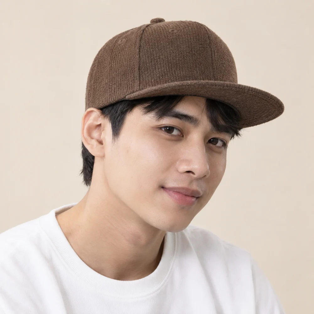 Mũ snapback trẻ em len mềm nâu đất phong cách đường phố