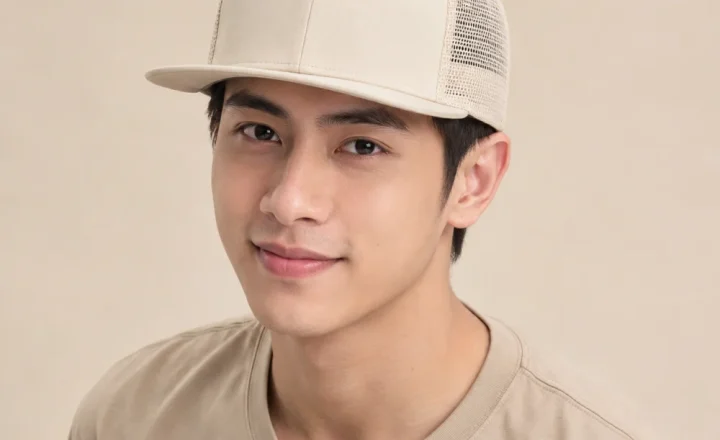 Mũ snapback phối lưới lưới thoáng màu kem kiểu thời trang