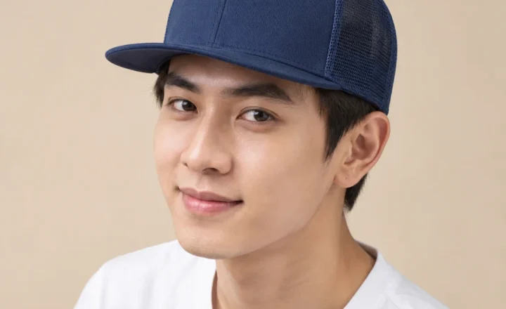 Mũ snapback trẻ em lưới thoáng xanh navy kiểu thời trang
