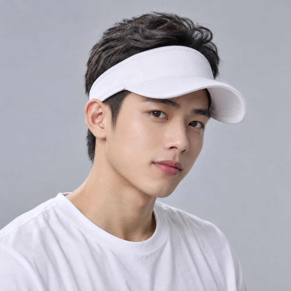 Mũ nửa đầu thể thao nỉ trắng phong cách thể thao