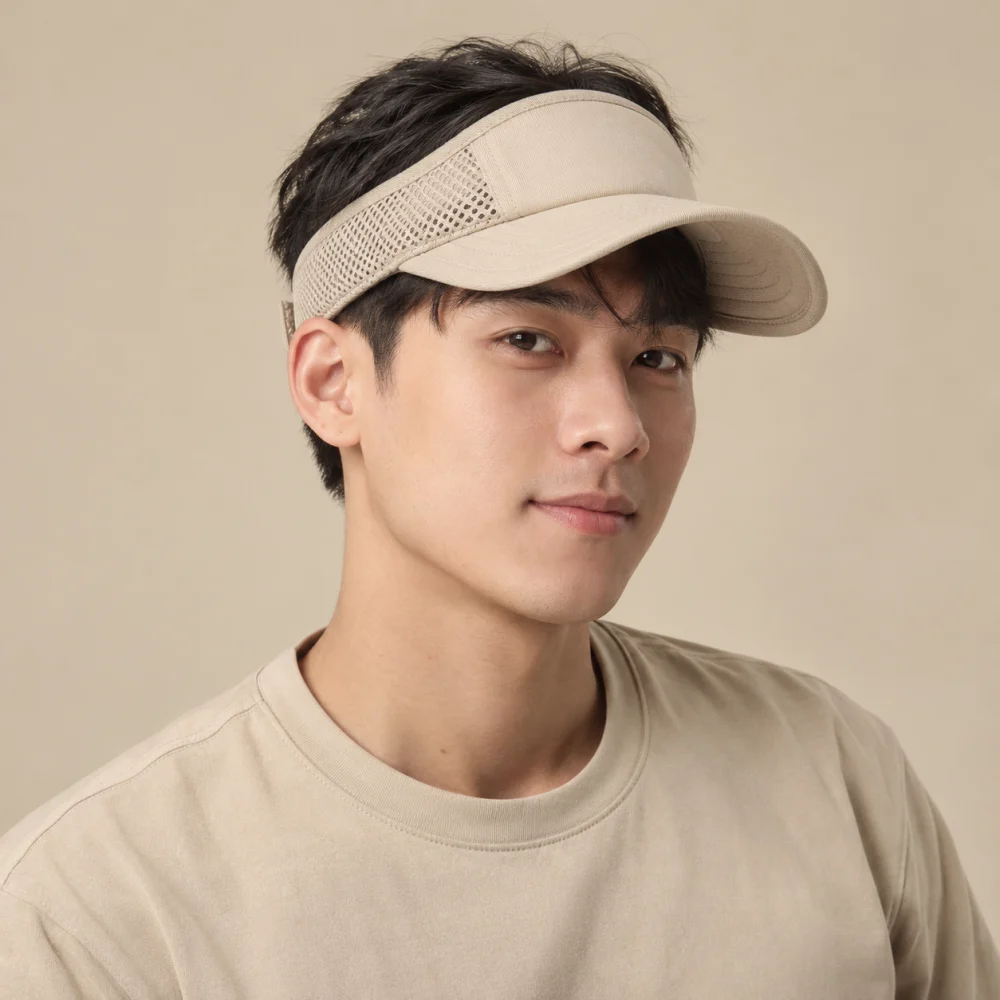 Mũ nửa đầu tennis lưới thoáng màu be phong cách đường phố