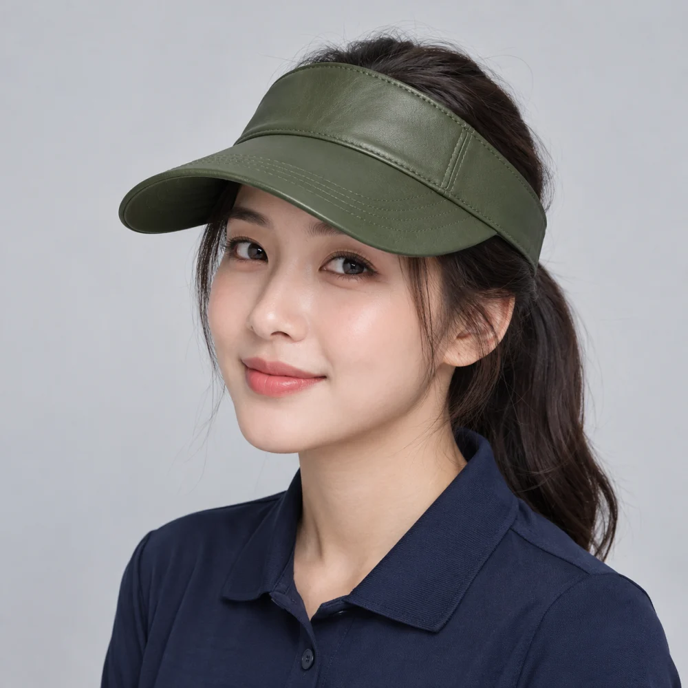 Mũ nửa đầu golf da mềm xanh rêu dùng ngoài trời
