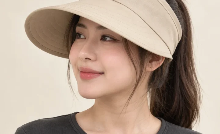 Mũ nửa đầu chống nắng da mềm màu be form sâu