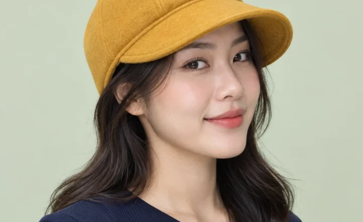 Mũ nửa đầu thời trang nỉ vàng mustard form sâu