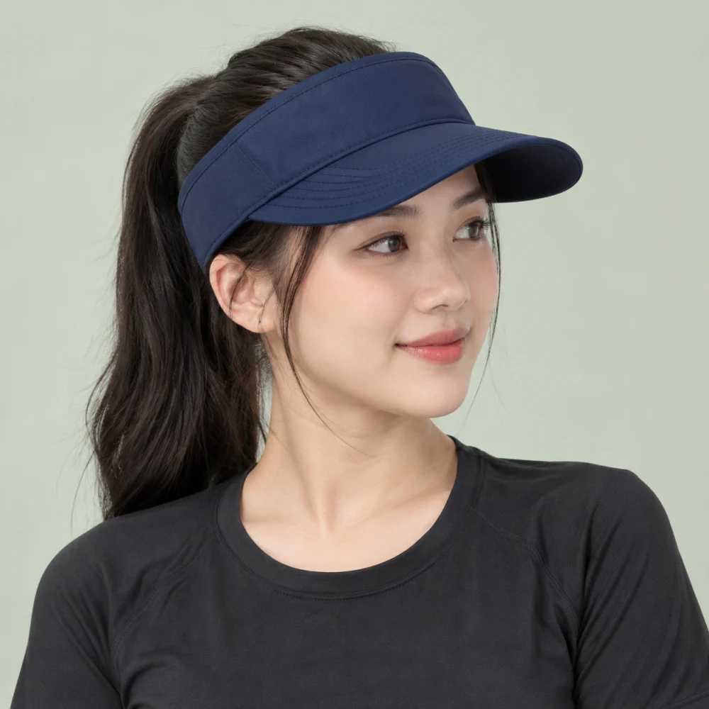 Mũ nửa đầu golf vải dù xanh navy form đứng