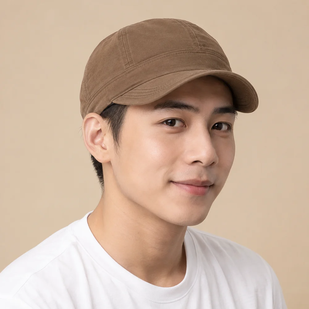 Mũ nửa đầu thời trang cotton nâu đất form ôm đầu