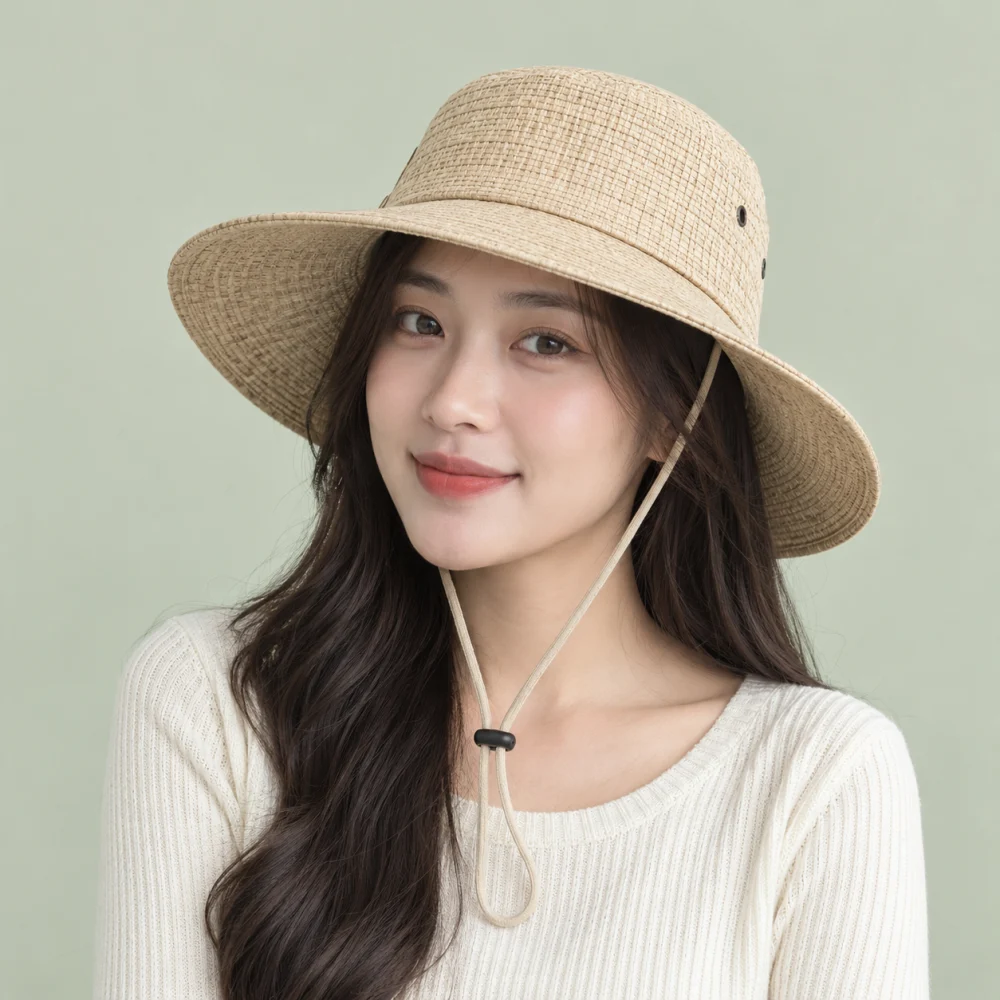 Mũ tai bèo đồng phục cói màu be form đứng