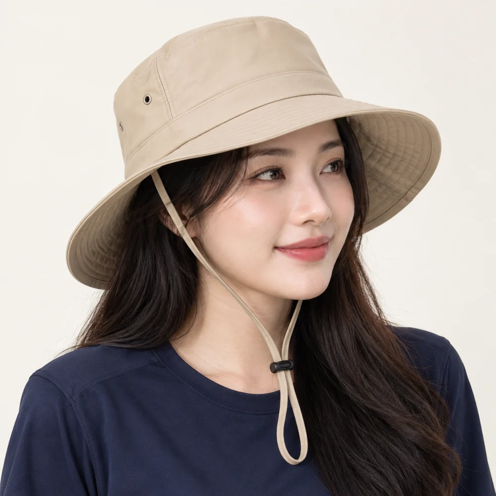 Mũ tai bèo đồng phục da mềm màu be phong cách thể thao