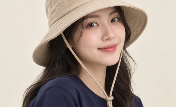 Mũ tai bèo đồng phục nỉ màu be phong cách thể thao