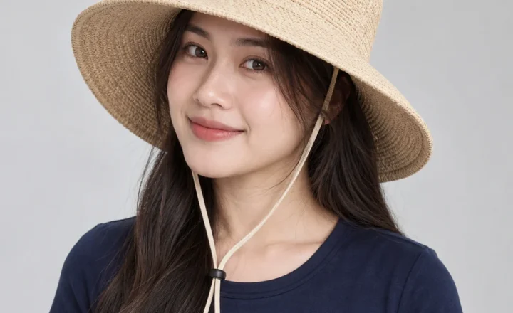 Mũ tai bèo dã ngoại cói màu be form đứng