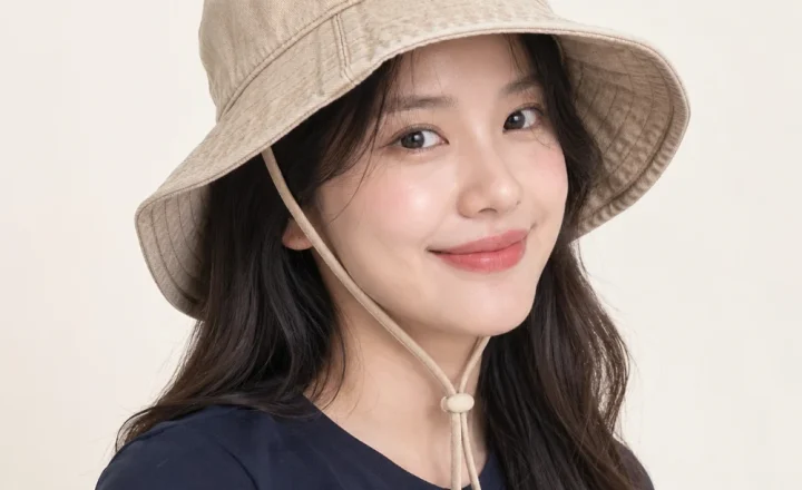 Mũ tai bèo trẻ em denim màu be phong cách cổ điển